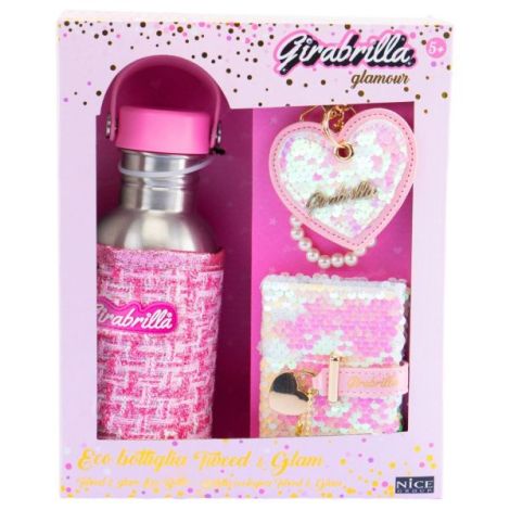 Set sticla de apa Tweed Girabrilla ,   sticla cu husa tweed, breloc fashion si mini-jurnal cu paiete - imagine 6